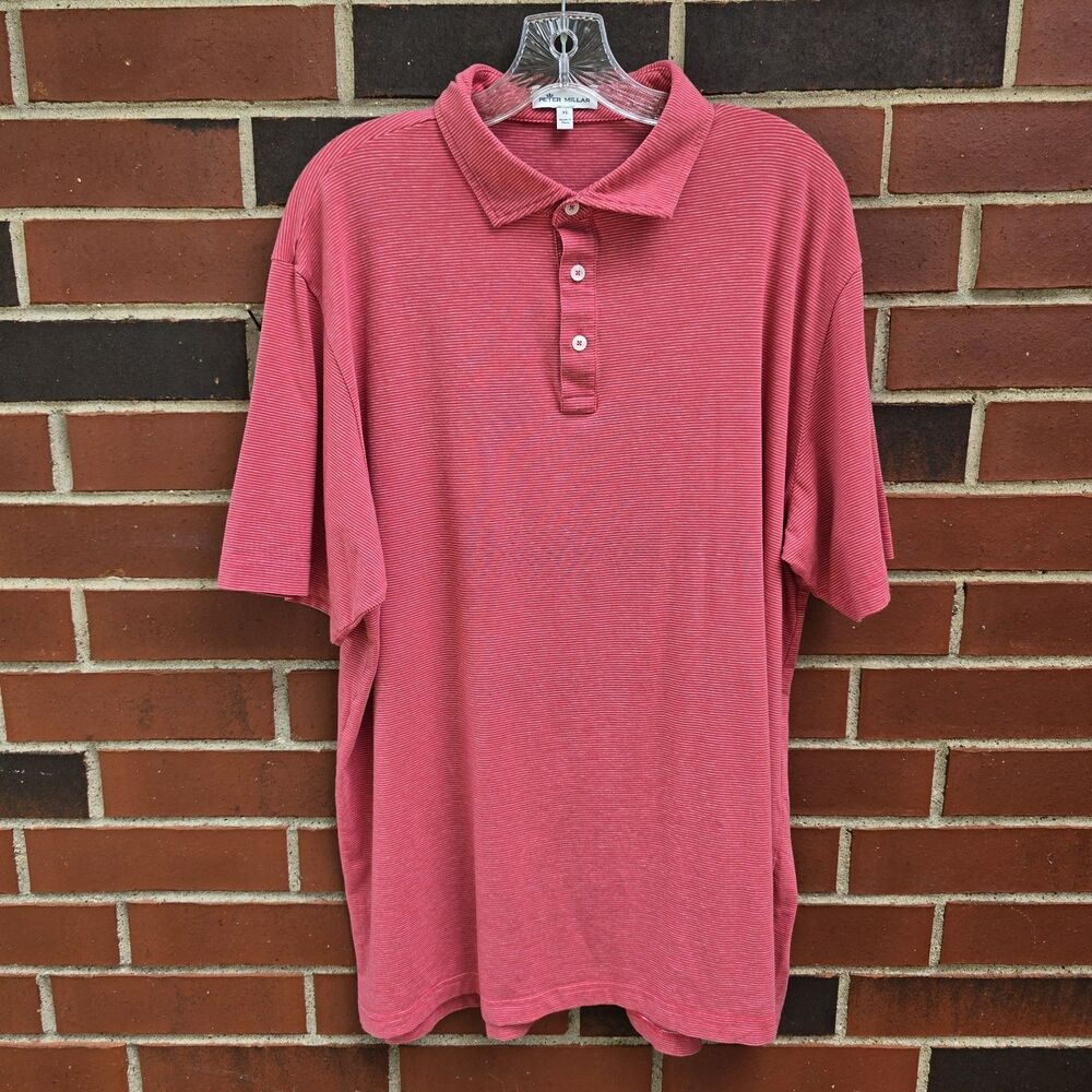 Peter Millar Mens XL Polo Shirt Pima Cotton Blend Stretchy Striped 50" Chest